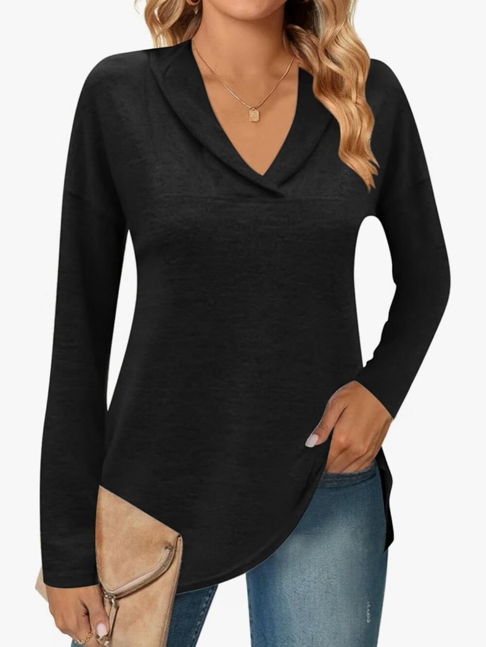 Casual V Neck Sweatshirt Oversized Pullover